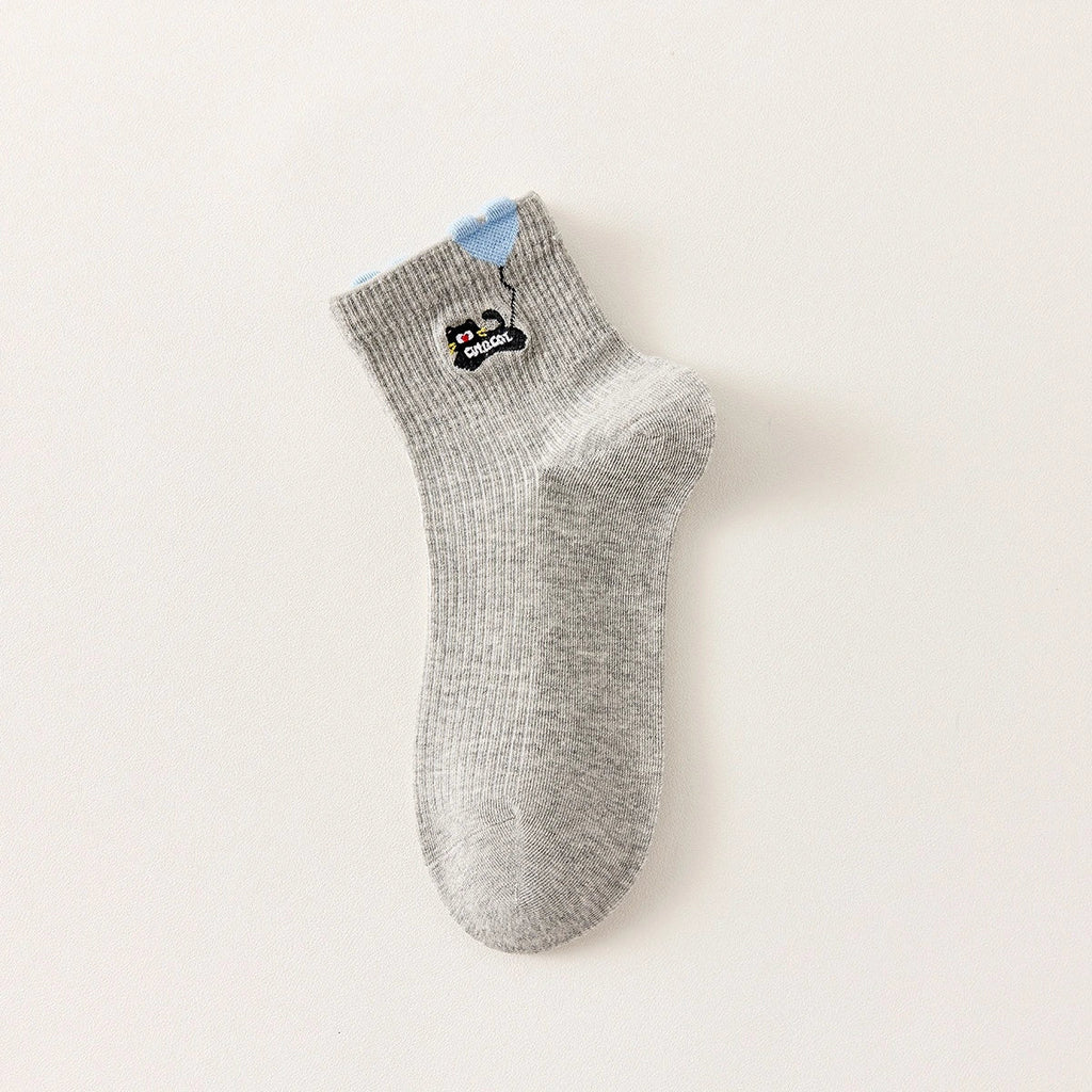 Lot De 3 Chaussettes Mi-Hautes Chat & Ballon Coeur