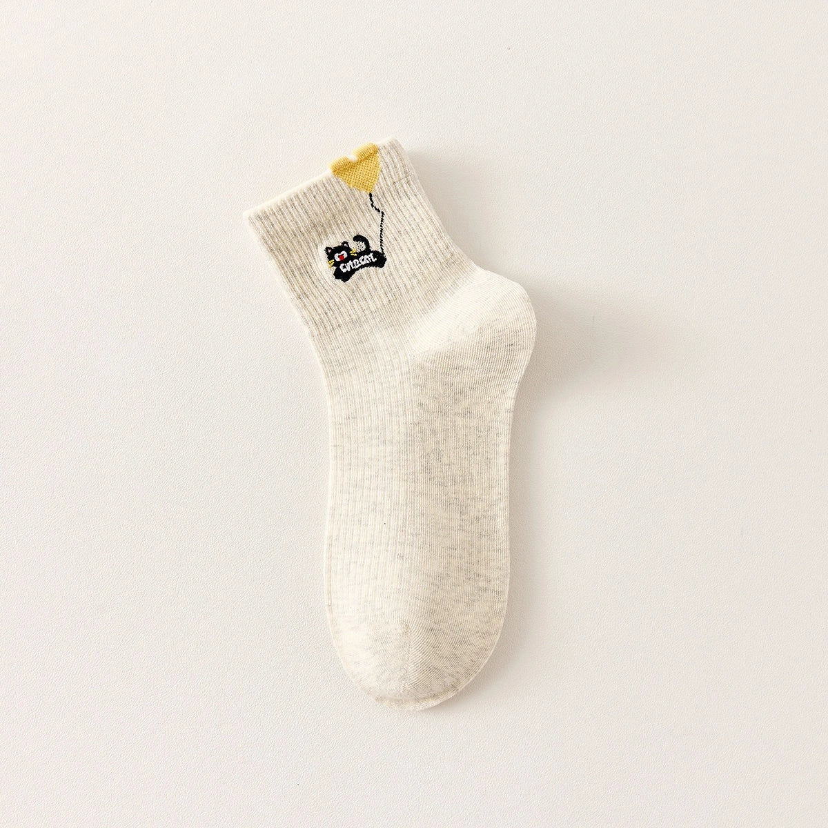 Lot De 3 Chaussettes Mi-Hautes Chat & Ballon Coeur