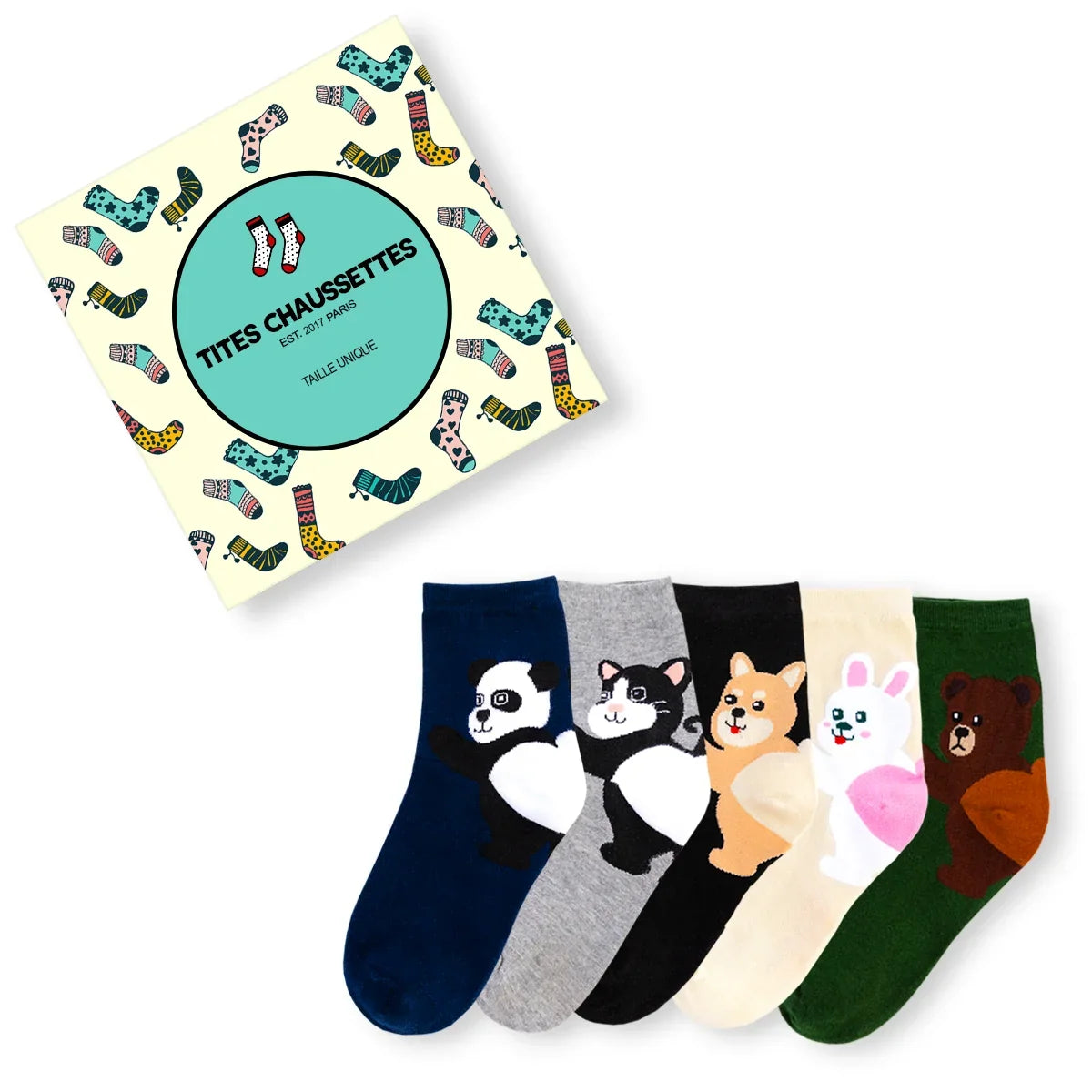 Lot De 5 Chaussettes Hautes Animaux Talons