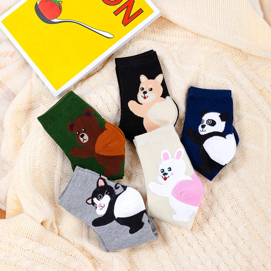 Lot De 5 Chaussettes Hautes Animaux Talons