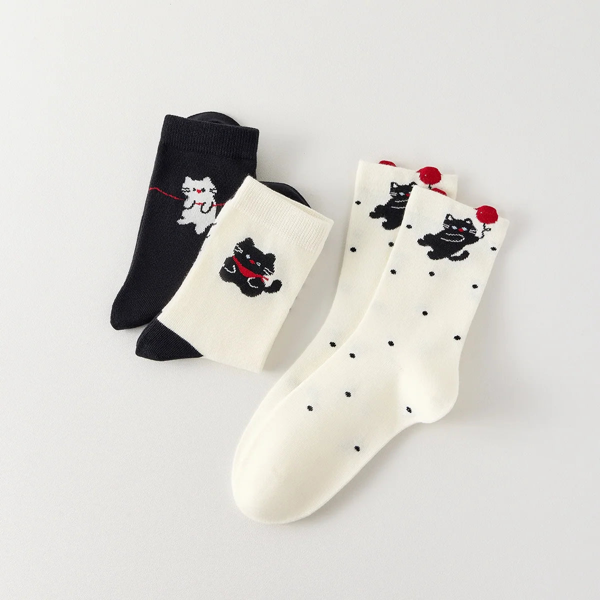 Lot De 3 Chaussettes Hautes Chat & Ballon
