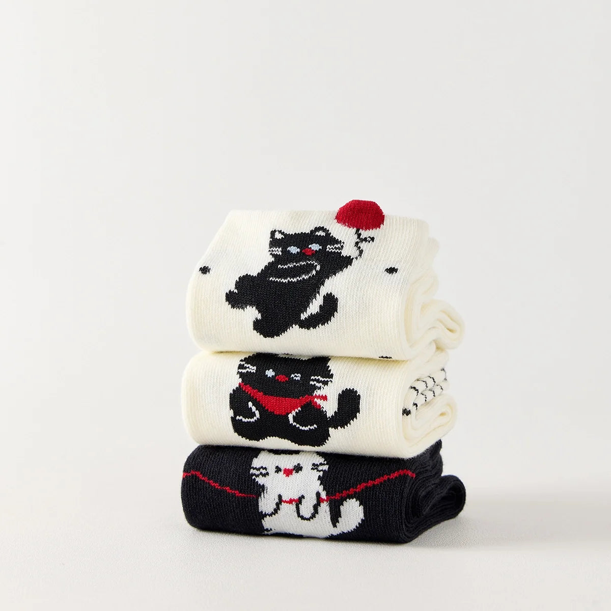 Lot De 3 Chaussettes Hautes Chat & Ballon