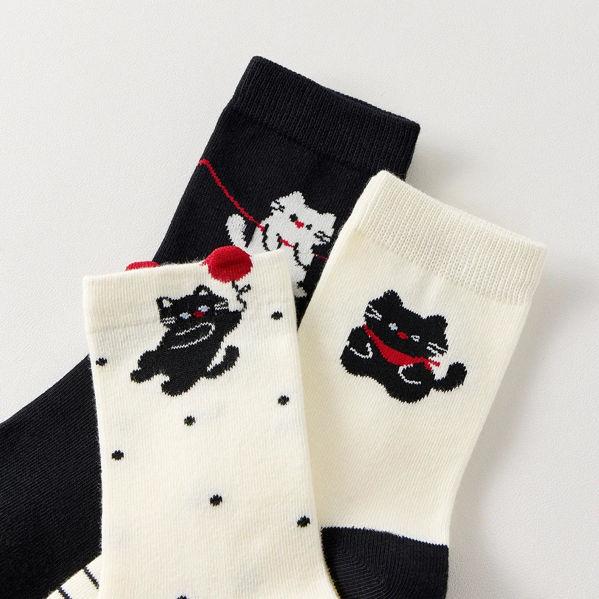 Lot De 3 Chaussettes Hautes Chat & Ballon