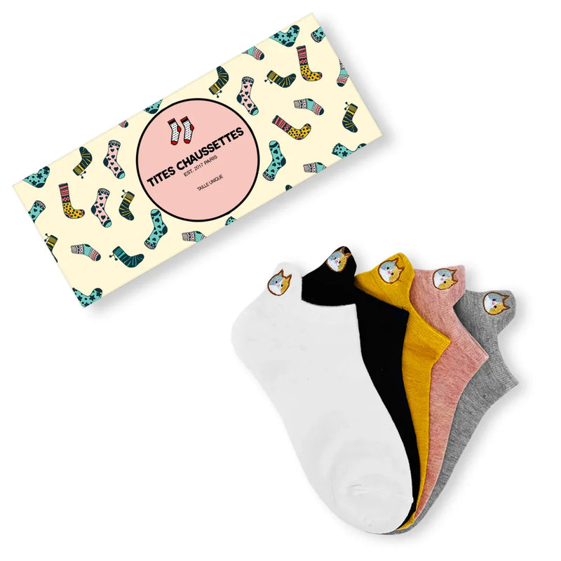 Chaussettes en coton à languette chat pour femme | Chaussettes confortables et élégantes | Idéales pour le quotidien ou les occasions spéciales | Disponibles en plusieurs couleurs et tailles