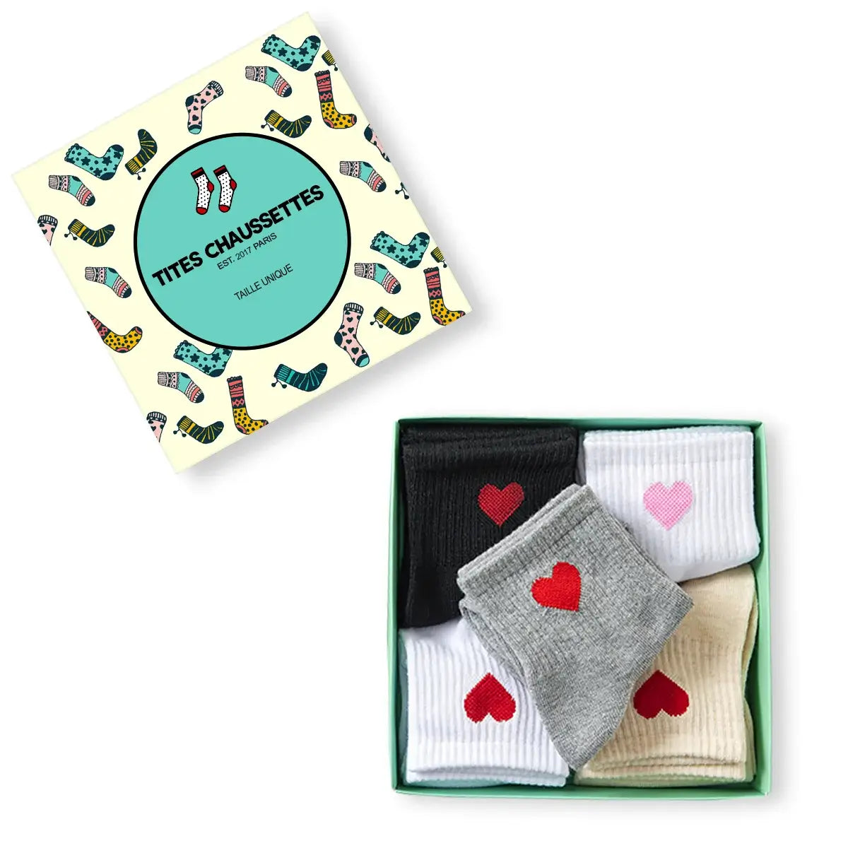 Lot chaussettes longues adultes en coton avec un cœur sur le côté | Chaussettes abordables et de haute qualité | Un excellent choix pour les adultes qui aiment les cœurs |