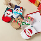 Lot de 5 chaussettes hautes de Noël coeur, motifs Père Noël, Renne, Bonhomme de Neige et Ours 
