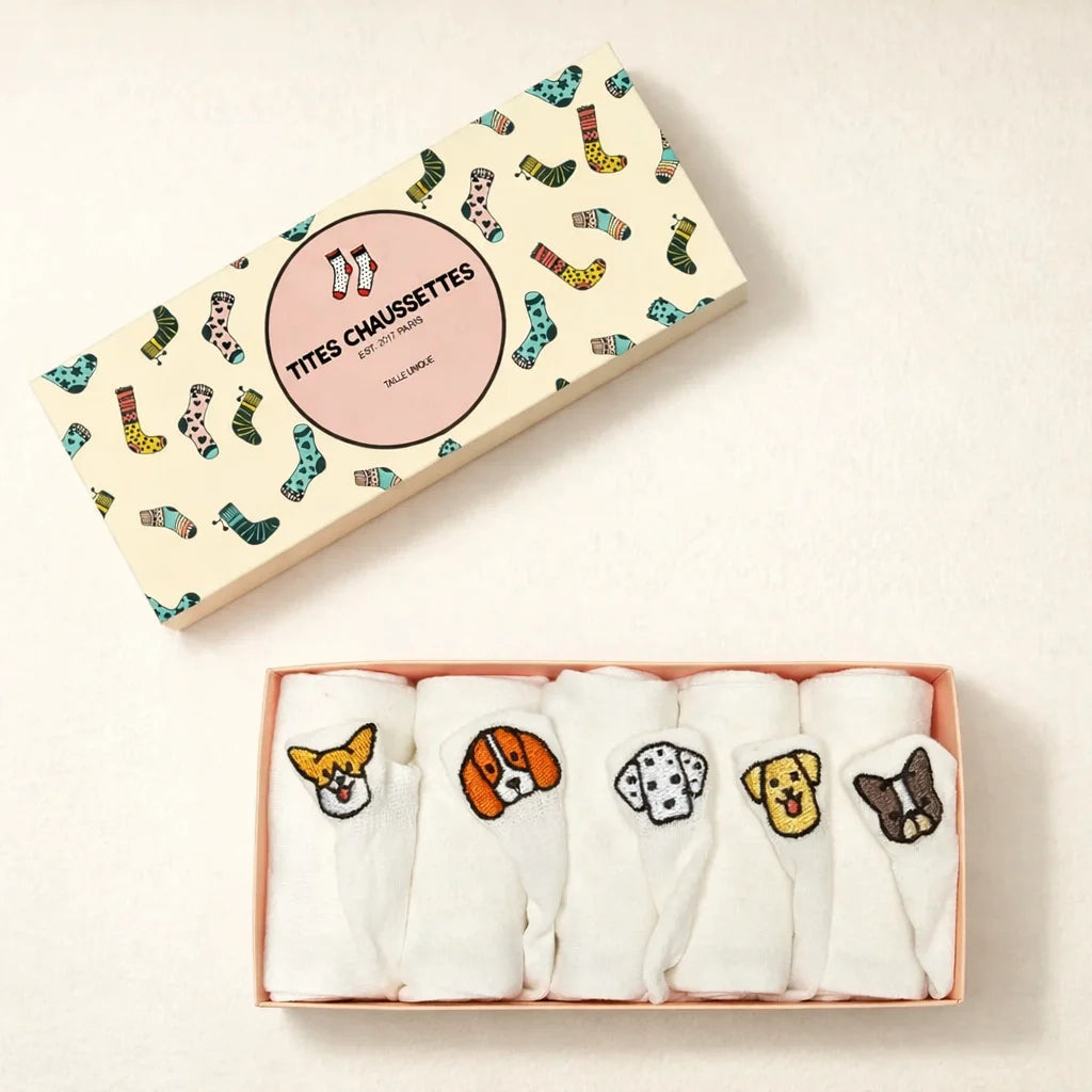 Chaussettes en coton à languette chien pour femme | Chaussettes confortables et élégantes | Idéales pour le quotidien ou les occasions spéciales | Disponibles en plusieurs couleurs 