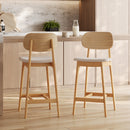 Chaise pour îlot central Charlize 66 cm en bois clair et tissu beige (lot de 2)