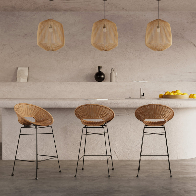 Set of 2 Rava Bar Stools - Light Brown