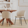 Groom - Set of 2 Chairs in Beige Bouclé Fabric and Metal Legs
