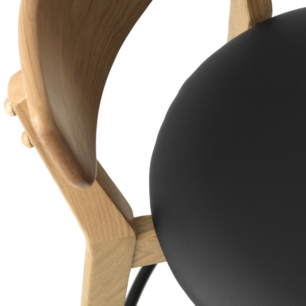 Aude - Set of 2 Bar Stools - Wood and Faux Leather - Light Wood
