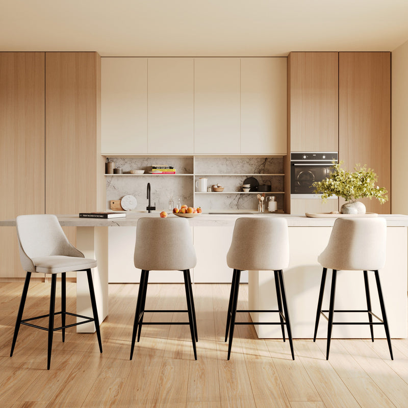 Set of 2 Pipo Bar Stools - Beige