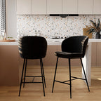 Groom - Lot De 2 Chaises Pour Îlot Central En Tissu Bouclé Noir