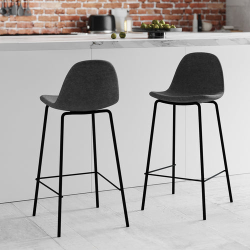 Henrik - Lot De 2 Chaises Pour Îlot Central En Tissu Gris Foncé