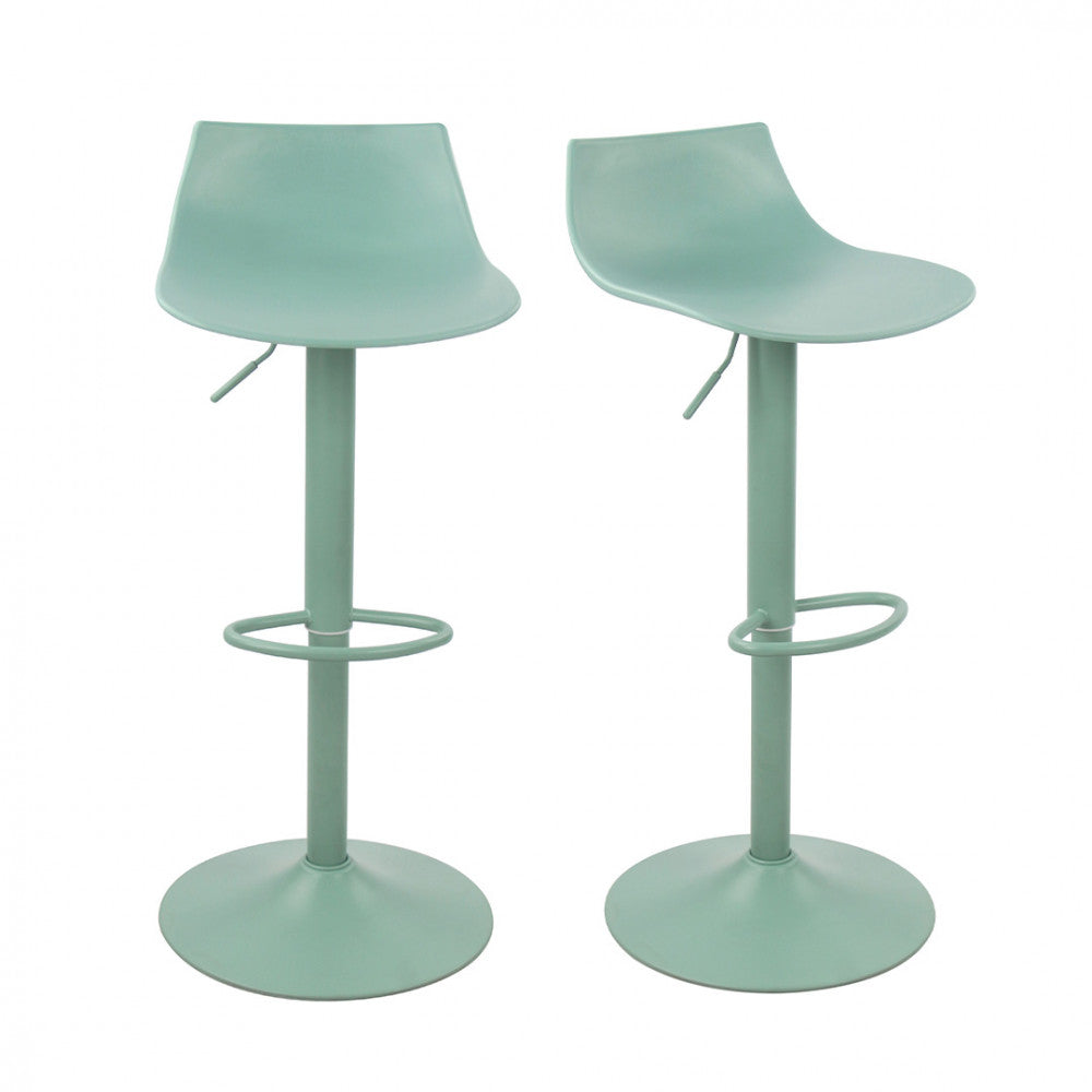 Heribo - Lot De 2 Chaises De Bar Réglables H58 - Plastique & Métal - Vert