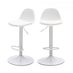 Tebar - Set di 2 Sgabelli da Bar Regolabili H61 - Similpelle e Metallo - Bianco