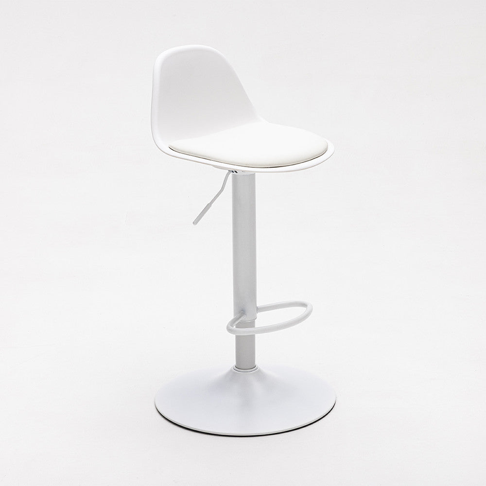 Tebar - Set di 2 Sgabelli da Bar Regolabili H61 - Similpelle e Metallo - Bianco