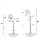 Tebar - Set di 2 Sgabelli da Bar Regolabili H61 - Similpelle e Metallo - Bianco