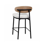 Rode - Lote de 2 taburetes de bar - Tela bouclé y madera y metal - Crudo jaspeado