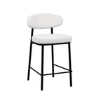 Rode - Lote de 2 taburetes de bar - Tela bouclé y madera y metal - Crudo jaspeado
