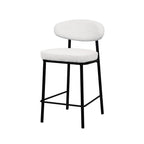 Rode - Lote de 2 taburetes de bar - Tela bouclé y madera y metal - Crudo jaspeado