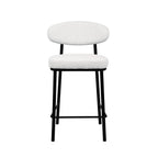 Rode - Lote de 2 taburetes de bar - Tela bouclé y madera y metal - Crudo jaspeado