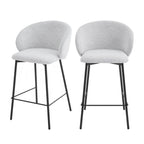 Valom - Set Of 2 Bar Stools - Bouclé Fabric And Metal - Mottled Ecru