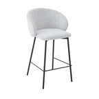 Valom - Set Of 2 Bar Stools - Bouclé Fabric And Metal - Mottled Ecru