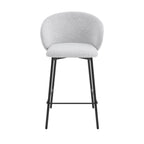 Valom - Set Of 2 Bar Stools - Bouclé Fabric And Metal - Mottled Ecru