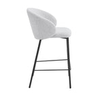 Valom - Set Of 2 Bar Stools - Bouclé Fabric And Metal - Mottled Ecru