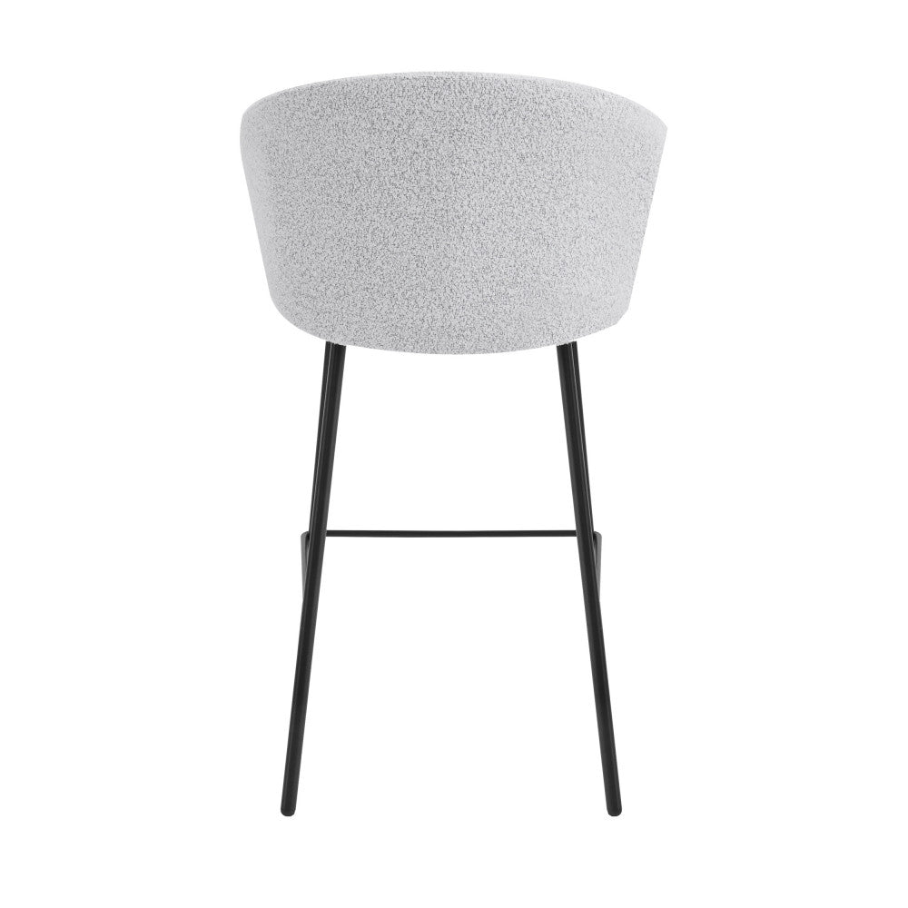 Valom - Set Of 2 Bar Stools - Bouclé Fabric And Metal - Mottled Ecru