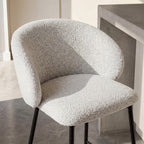 Valom - Set Of 2 Bar Stools - Bouclé Fabric And Metal - Mottled Ecru