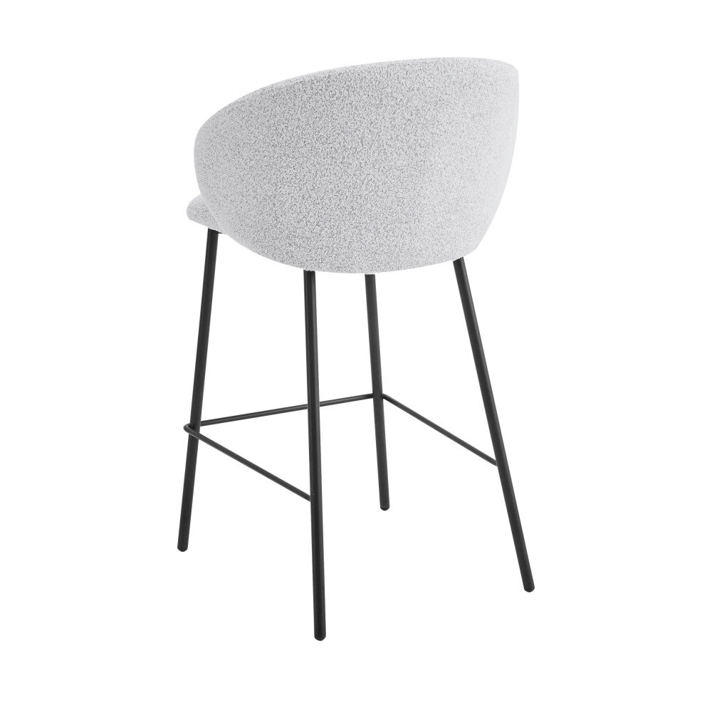 Valom - Set Of 2 Bar Stools - Bouclé Fabric And Metal - Mottled Ecru