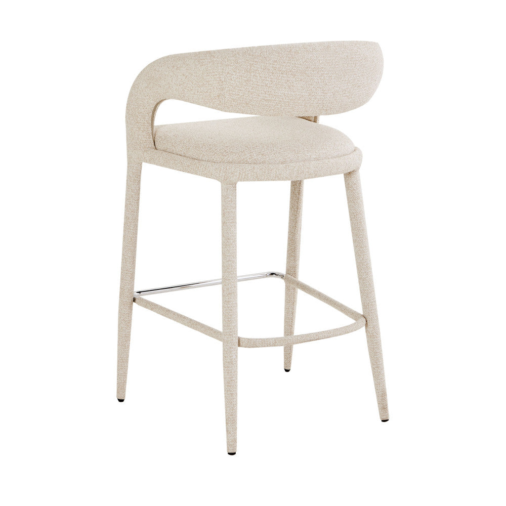 Romy - Lote de 2 taburetes de bar - Tela - Beige jaspeado