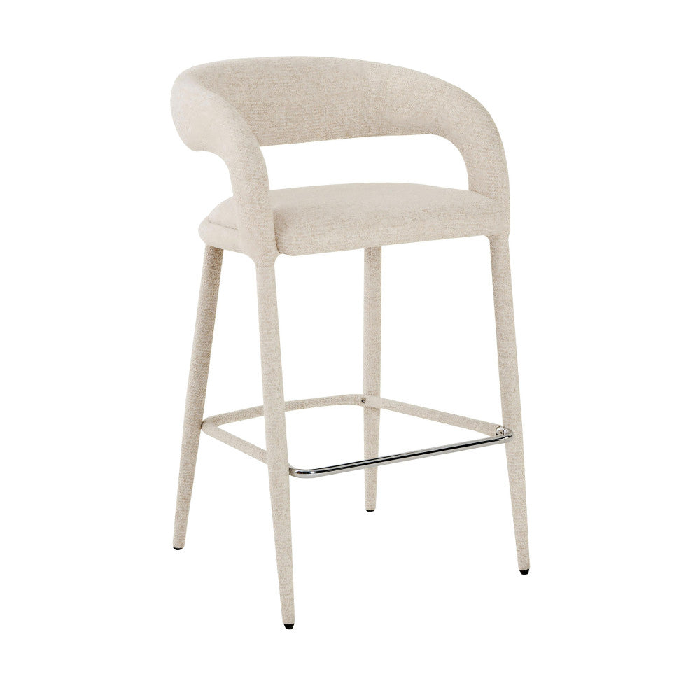 Romy - Lote de 2 taburetes de bar - Tela - Beige jaspeado