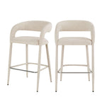 Romy - Lote de 2 taburetes de bar - Tela - Beige jaspeado