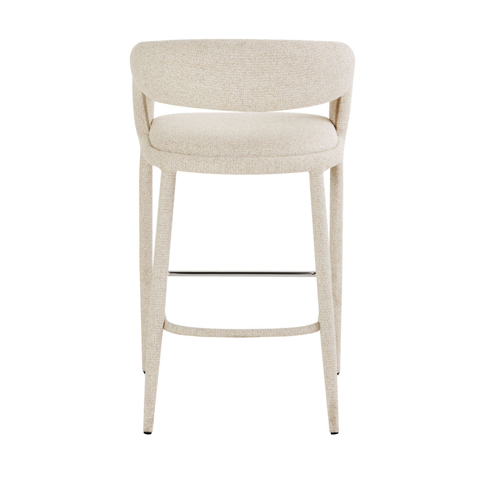 Romy - Lote de 2 taburetes de bar - Tela - Beige jaspeado