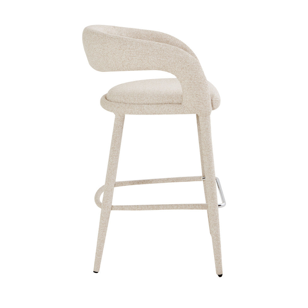 Romy - Lote de 2 taburetes de bar - Tela - Beige jaspeado