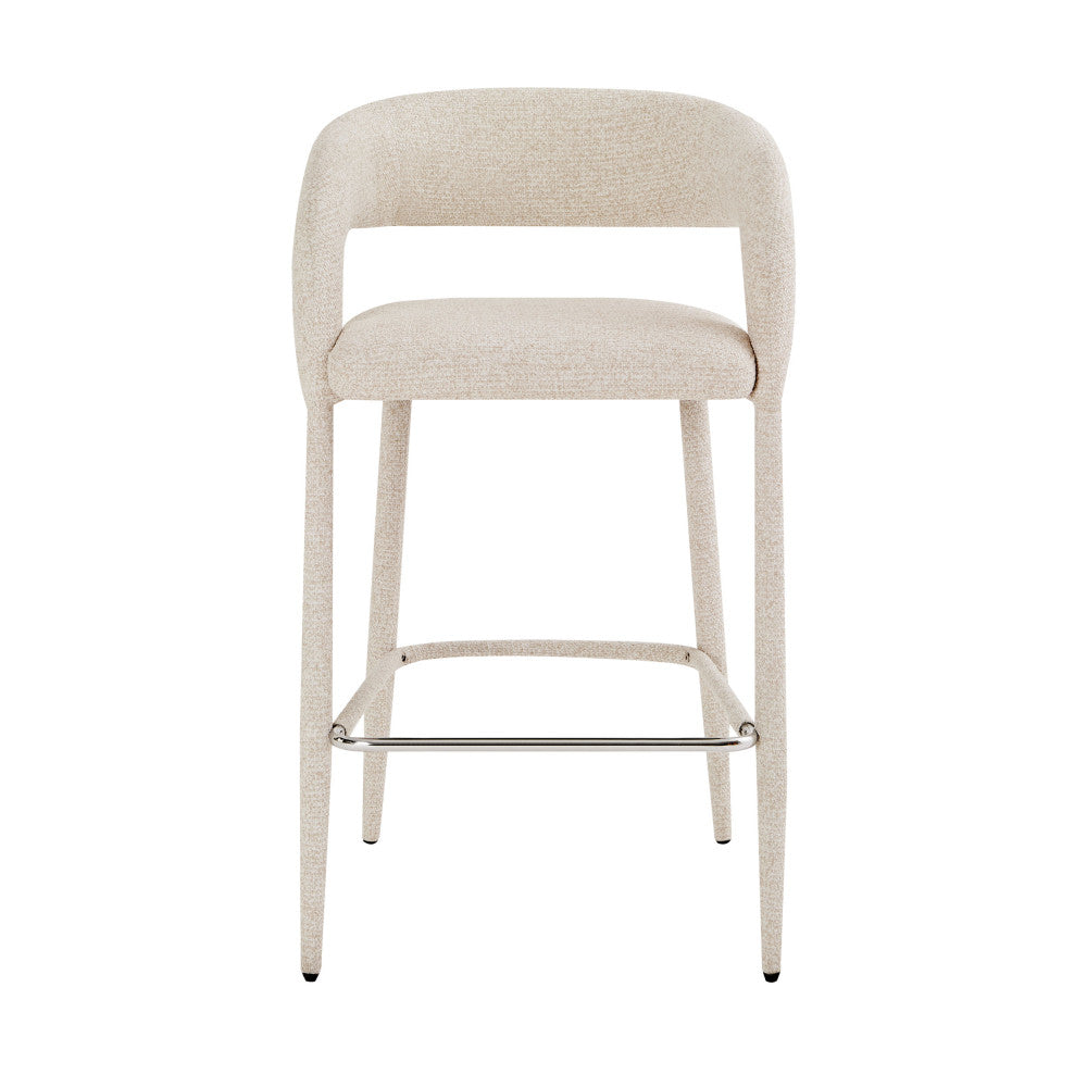 Romy - Lote de 2 taburetes de bar - Tela - Beige jaspeado