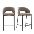 Soren - Set of 2 Bar Chairs - Fabric and Metal - Mottled Brown