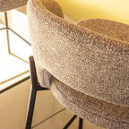 Soren - Set of 2 Bar Chairs - Fabric and Metal - Mottled Brown