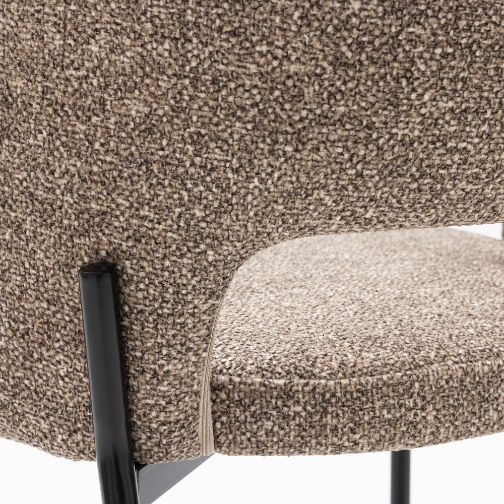 Soren - Set of 2 Bar Chairs - Fabric and Metal - Mottled Brown