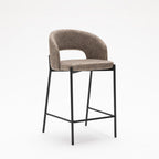 Soren - Set of 2 Bar Chairs - Fabric and Metal - Mottled Brown