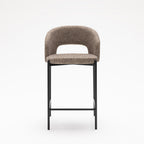 Soren - Set of 2 Bar Chairs - Fabric and Metal - Mottled Brown