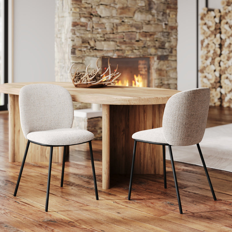 Chaises Adèle en tissu beige chiné (lot de 2)