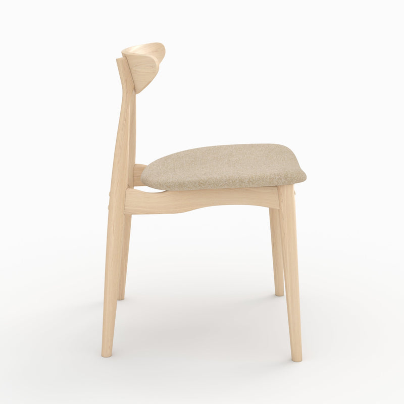 Lot de 2 chaises Josette en tissu beige et bois d'hévéa