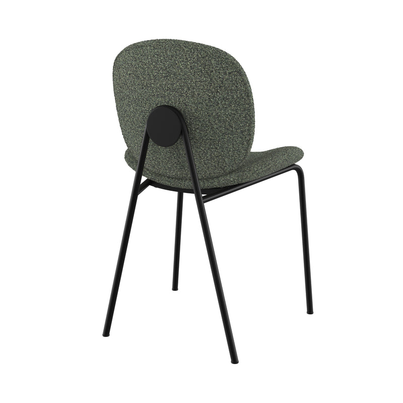 Chaise Iris en tissu bouclé vert kaki et pieds en métal noir (lot de 2)