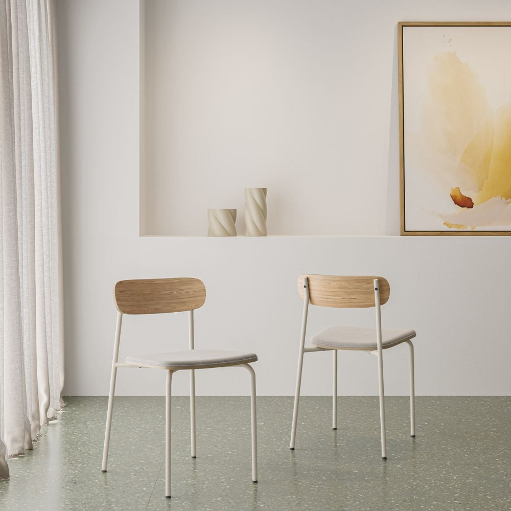 Arno - Set of 2 Chairs - Fabric and Metal - Beige