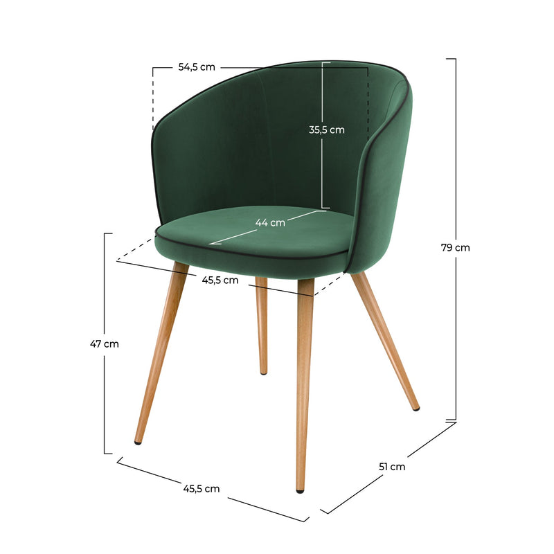 Chaise Chiara en velours vert (lot de 2)