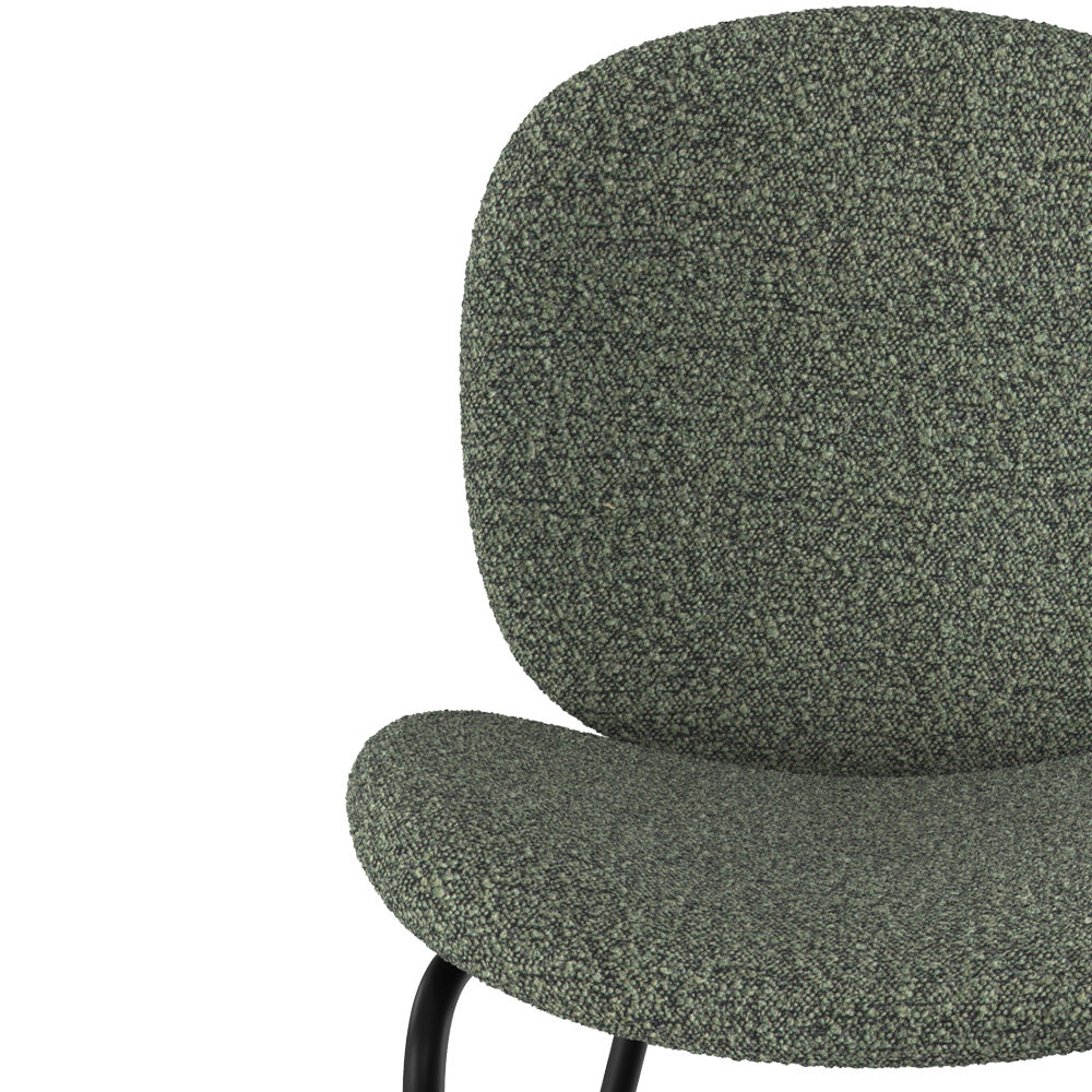 Iris - Lot De 2 Chaises En Tissu Bouclé Vert Et Pieds En Métal Noir